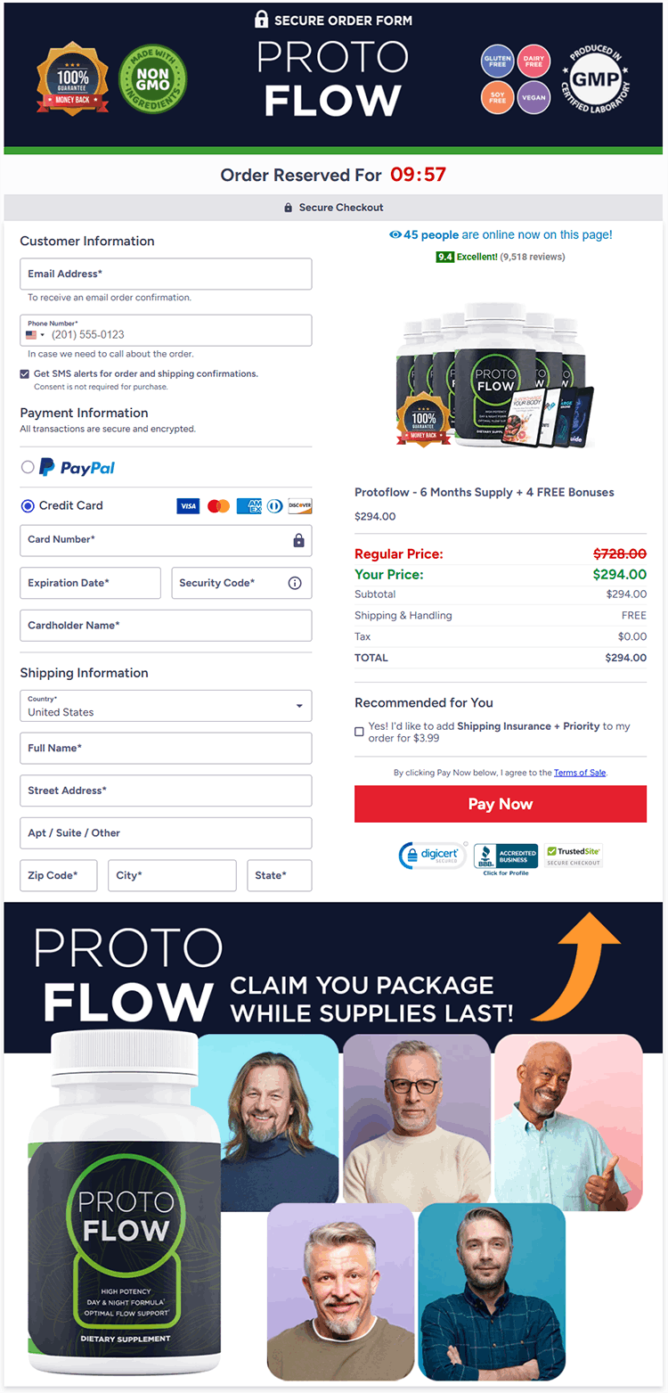 ProtoFlow checkout page 